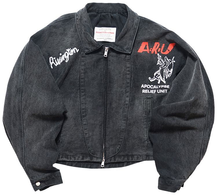 RRR123 Apocalypse Relief Unit Rose Trucker Jacket Vintage Black