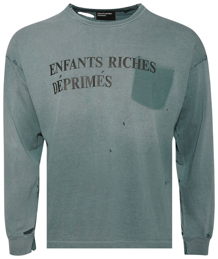 Enfants Riches Deprimes Classic Logo Long Sleeve T Shirt Stained Blue