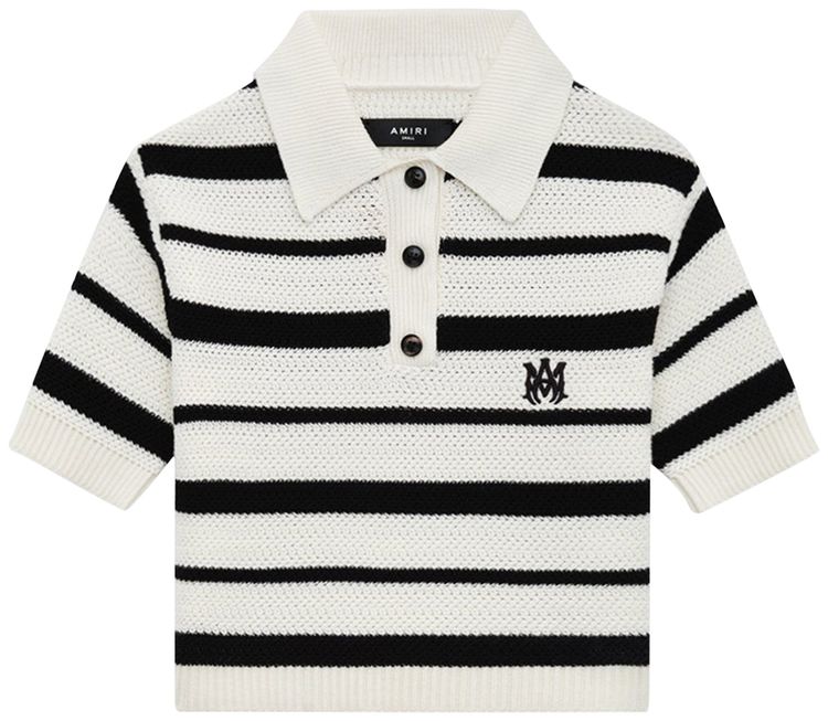 Amiri MA Striped Polo BlackAlabaster