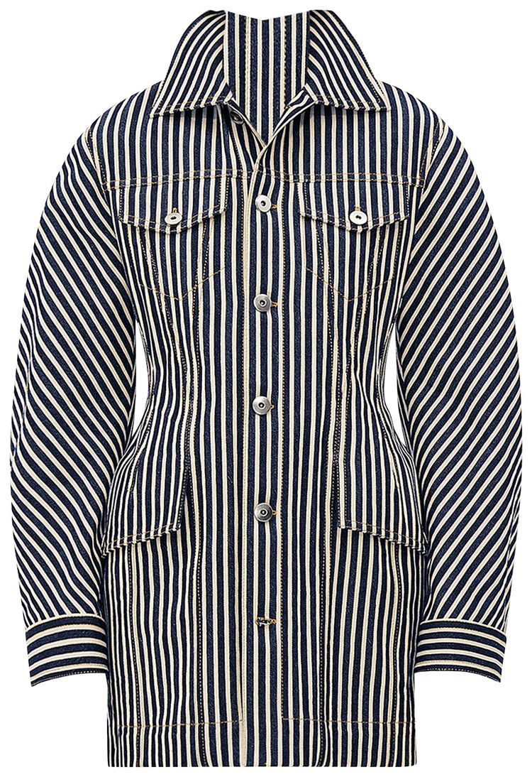 Bottega Veneta Button Up Jacket NavyEcru