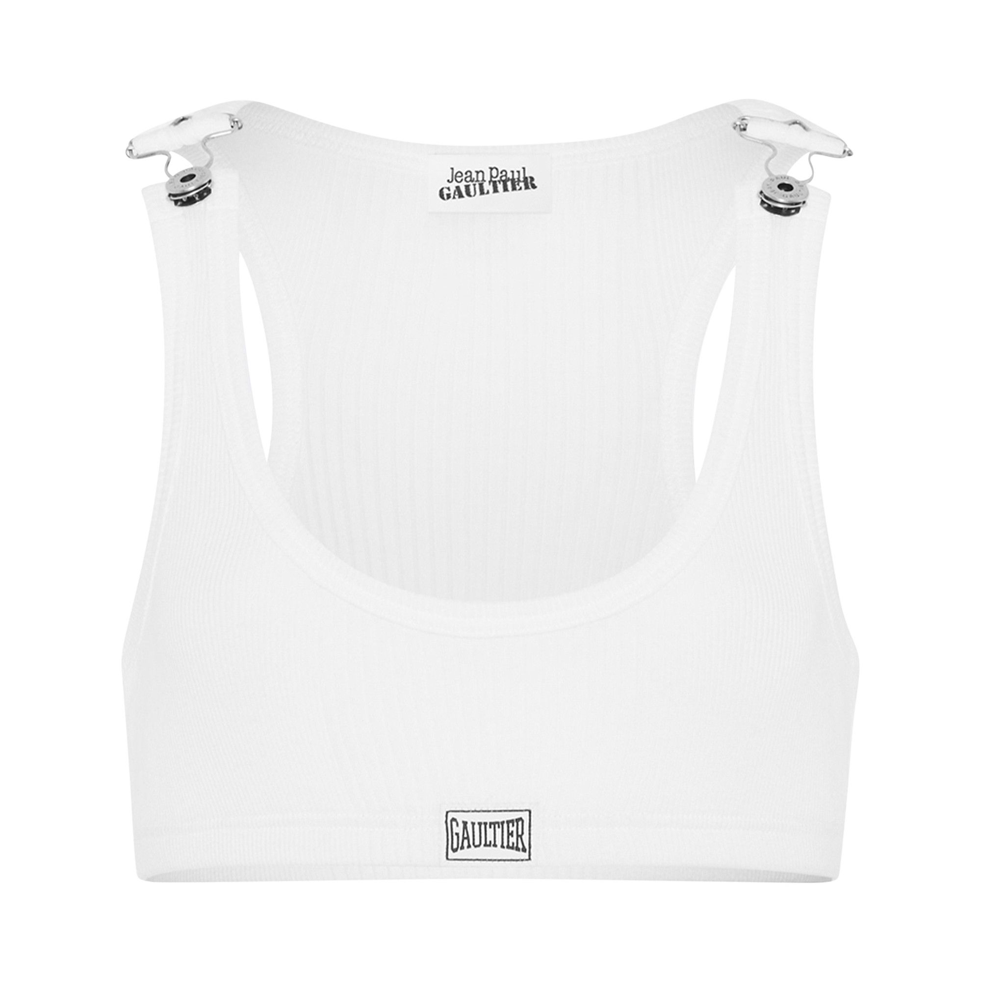 Buy Jean Paul Gaultier Cropped Patch Tank Top 'White' - 25