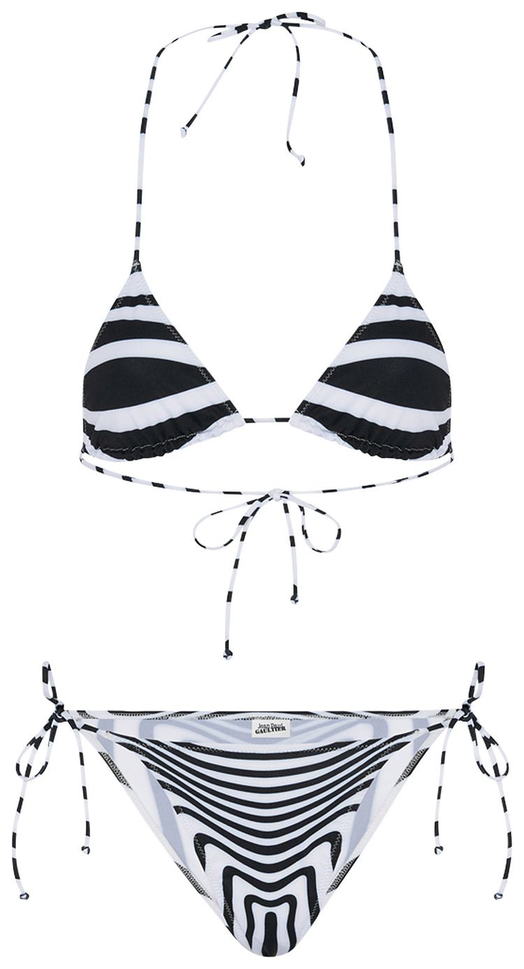 Jean Paul Gaultier Mariniere Body Morphing Bikini Set WhiteBlack