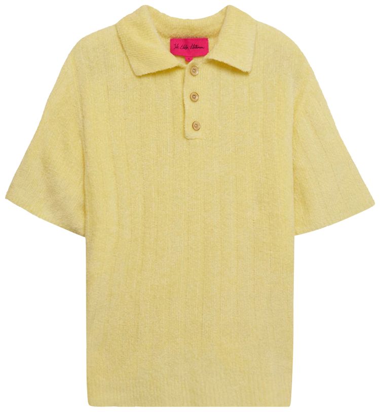 The Elder Statesman Chenille Rib Short Sleeve Polo Butter