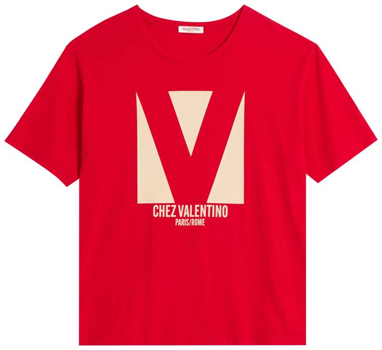 Valentino Chez Valentino Print T Shirt Rosso