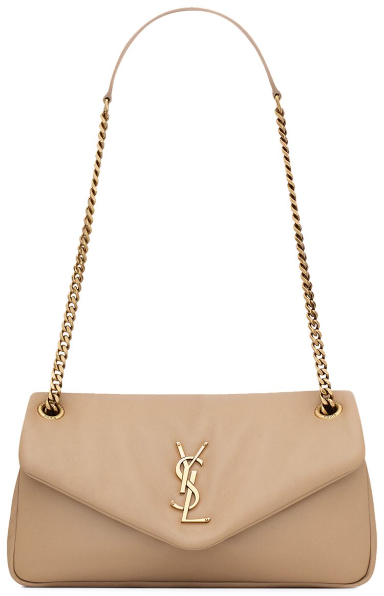 Saint Laurent Small Calypso Chain Bag Dark Toffee