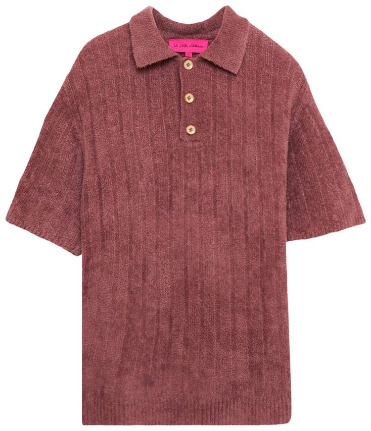 The Elder Statesman Chenille Rib Short Sleeve Polo Napa