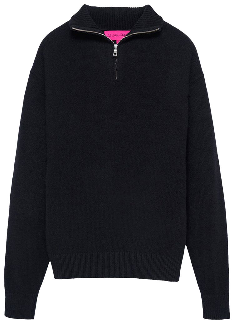 The Elder Statesman Relaxed Half Zip Sweater Black
