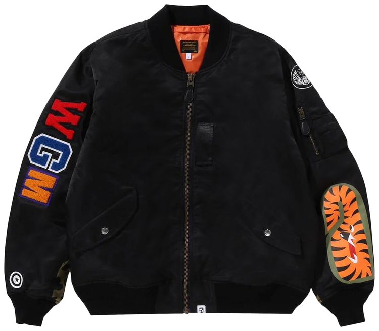 BAPE Shark MA 1 Bomber Jacket Black
