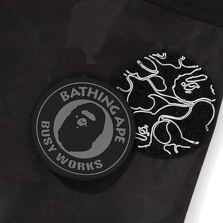 BAPE Solid Camo Jacquard Long Coat Black