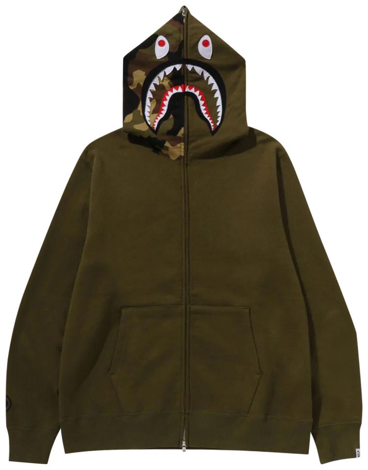BAPE 1st Shark Full Zip Hoodie Olive Drab