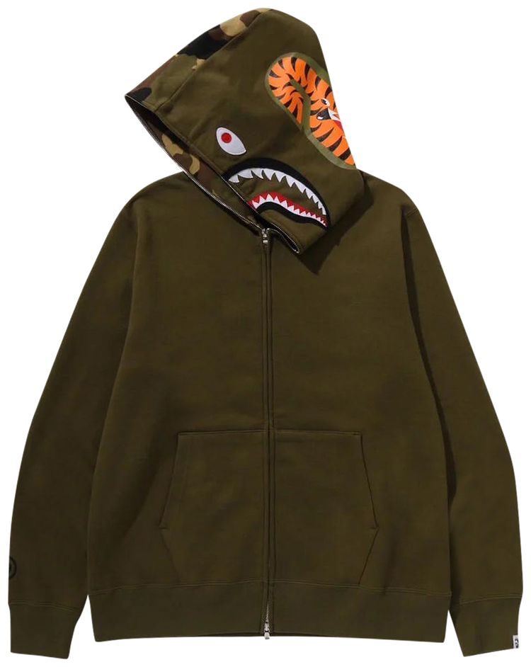 BAPE 1st Shark Full Zip Hoodie Olive Drab