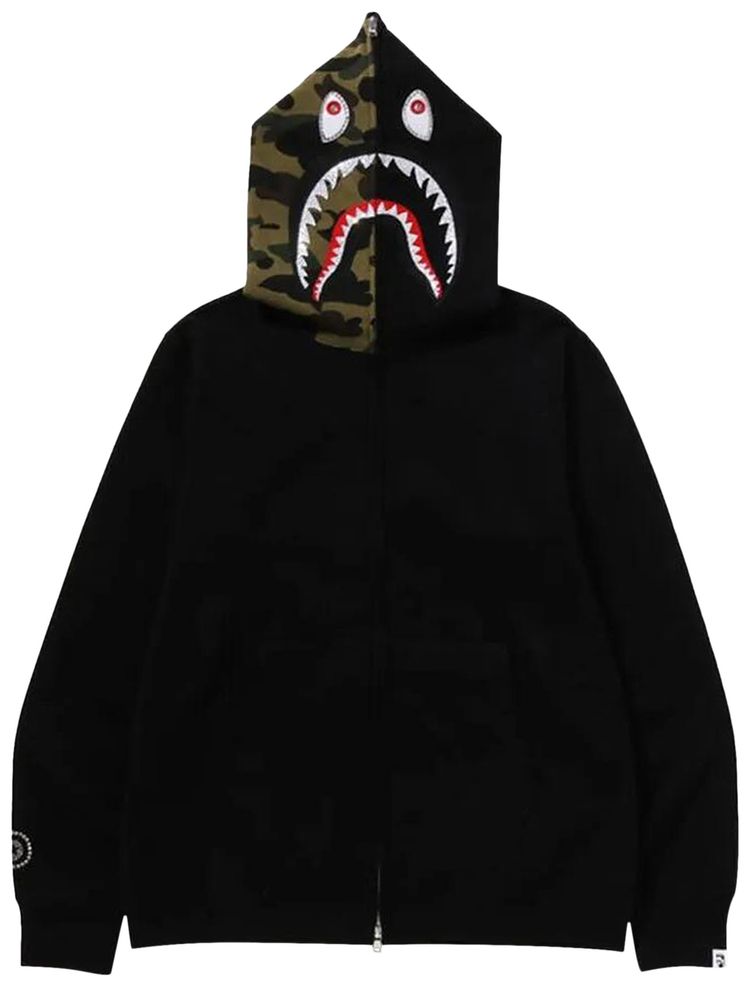 BAPE 1st Camo Swarovski Shark Full Zip Hoodie Black