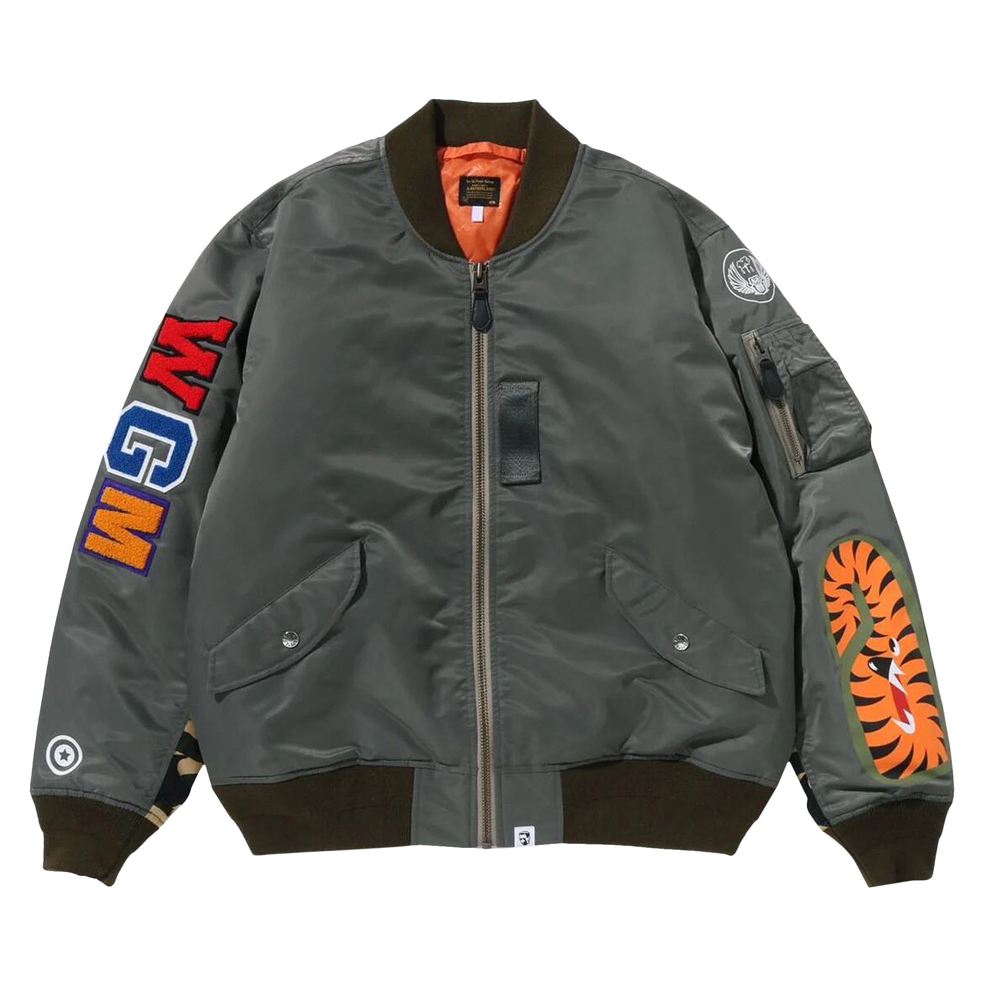 BAPE MA-1 フライトジャケット オリーブグリーン NYLON MA-1 MENS – us.bape.com