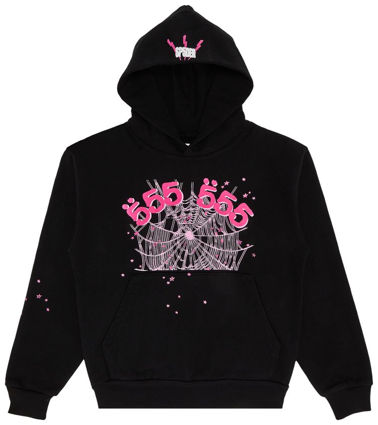 Sp5der Angel Number Hoodie Black