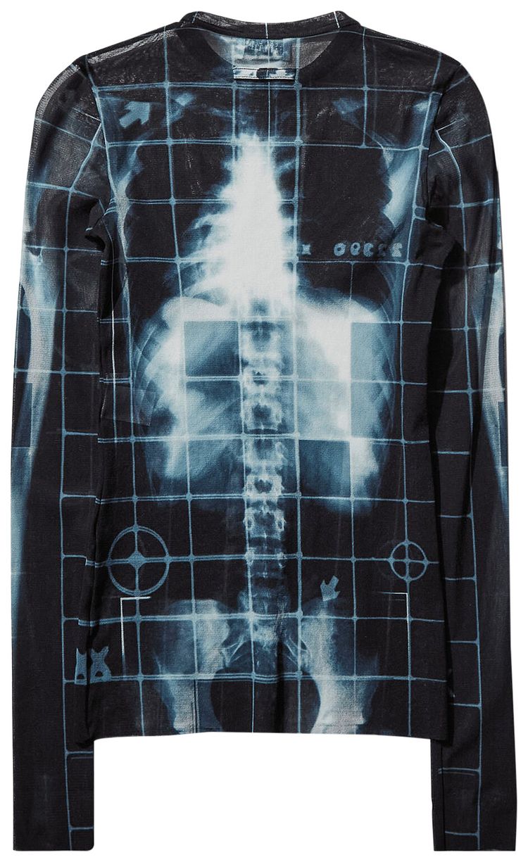 Jean Paul Gaultier Printed Squeletor Mesh Long Sleeve Top BlackNavyLight Blue