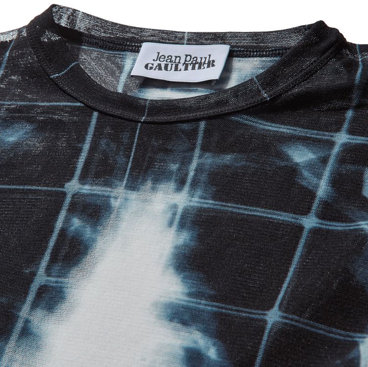 Jean Paul Gaultier Printed Squeletor Mesh Long Sleeve Top BlackNavyLight Blue