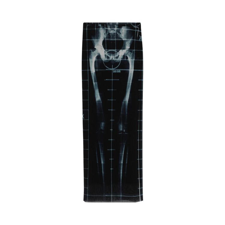 Jean Paul Gaultier Printed Squeletor Mesh Long Skirt BlackNavyLight Blue