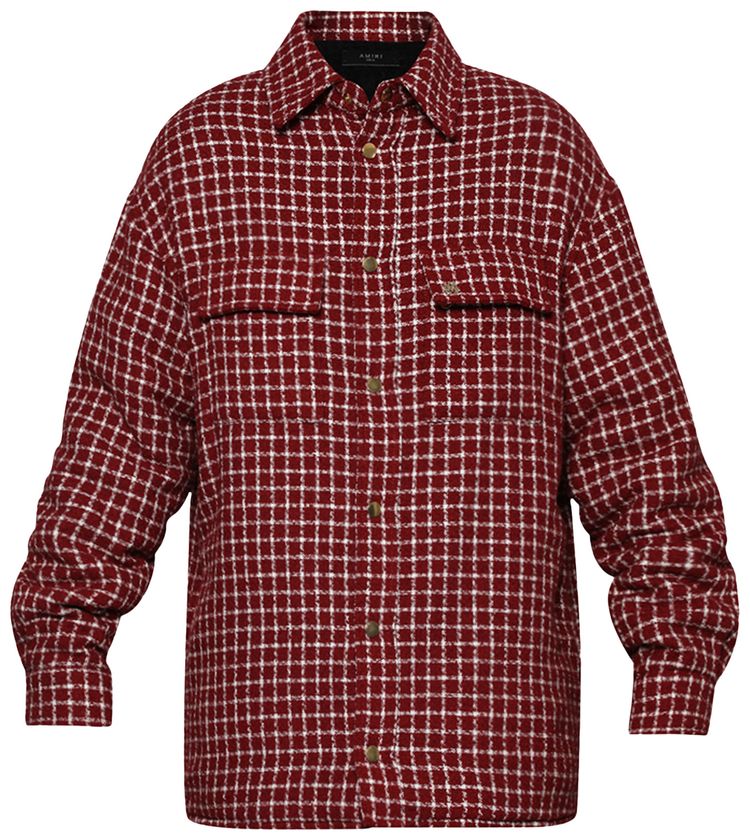 Amiri Boucle Padded Overshirt Deep Red