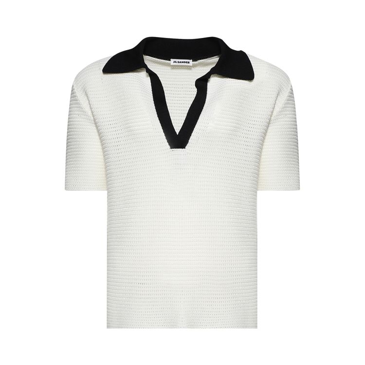Jil Sander Short Sleeve Knit Polo Chalk