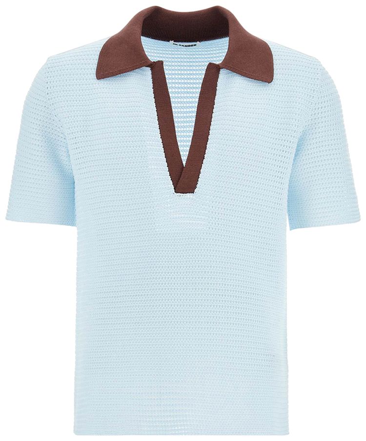 Jil Sander Short Sleeve Knit Polo Powder Blue