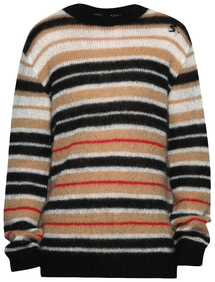 Marni Striped Brushed Mohair Sweater Winter Wheat