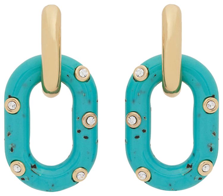 Rabanne XL Link Earrings GoldTurquoise