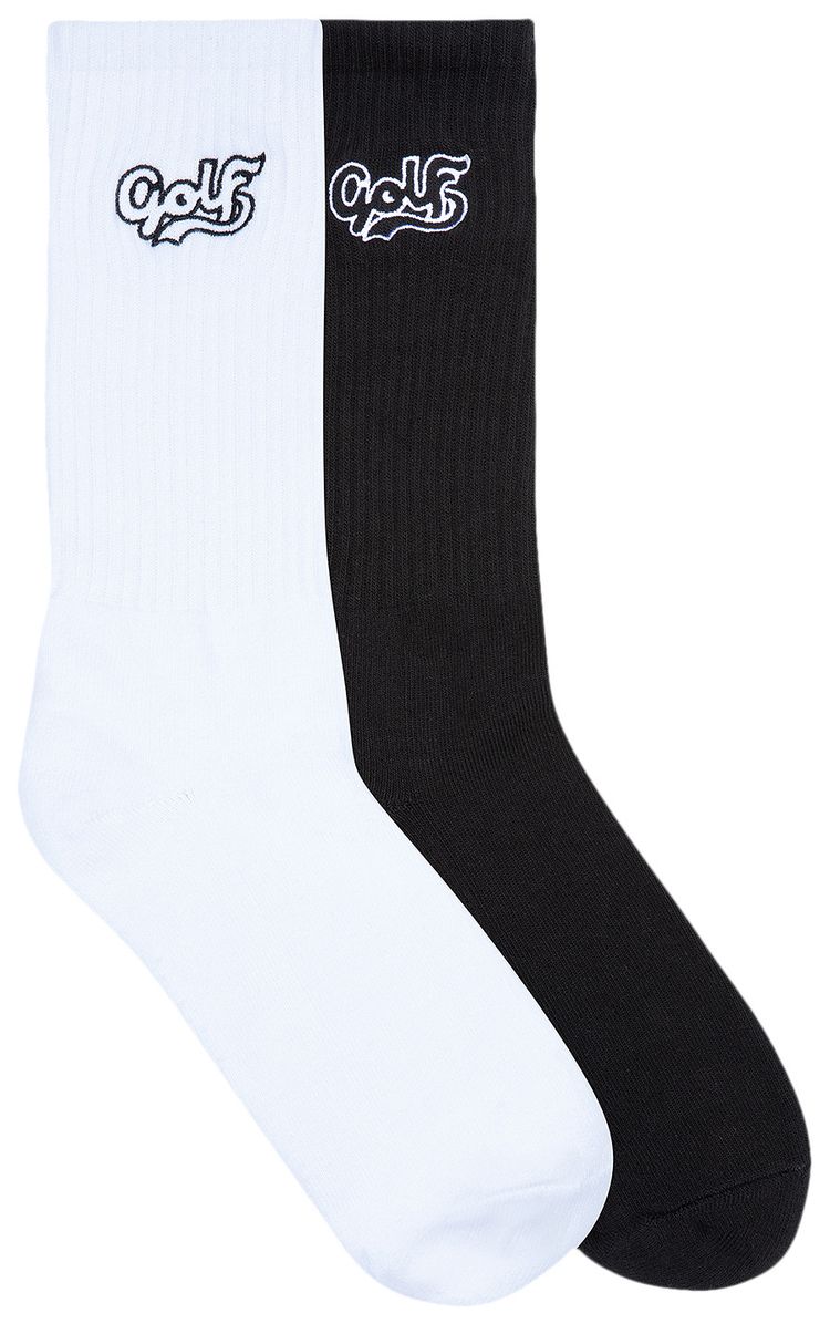 GOLF WANG Cursive Socks 2 Pack BlackWhite