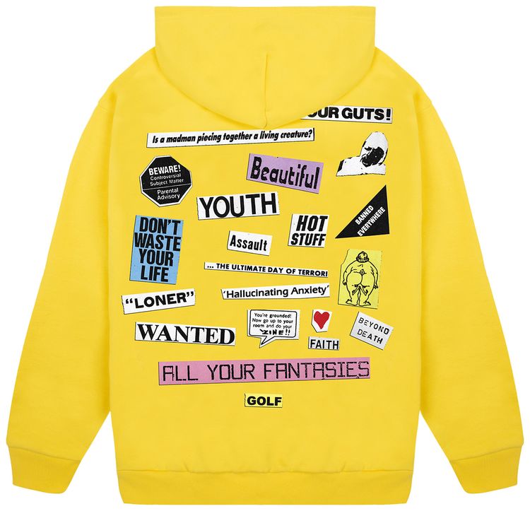 GOLF WANG Collage Zip Up Hoodie Yellow