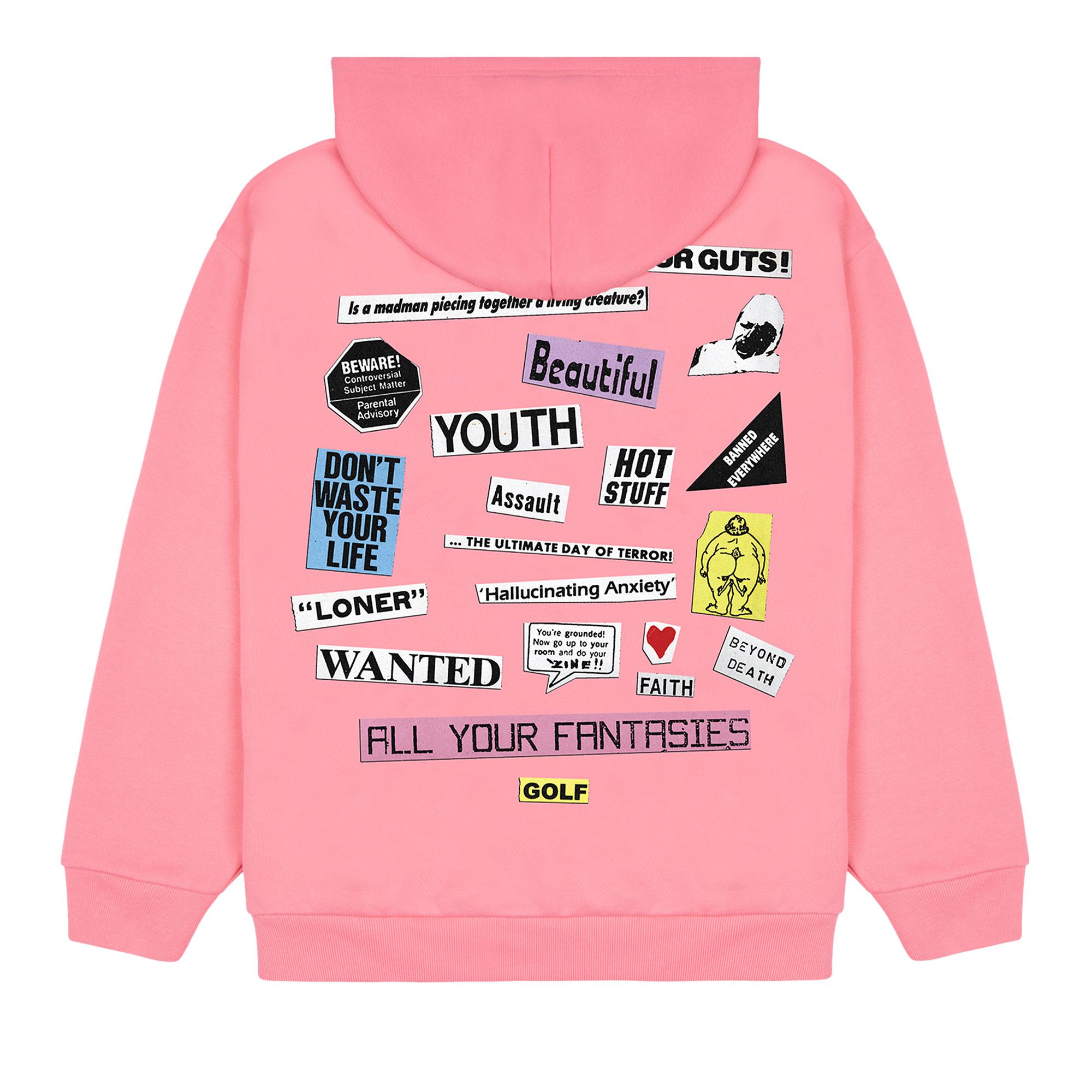 【ユニセックス】GOLF WANG/COLLAGE ジップアップフーディ Buy GOLF WANG Collage Zip Up Hoodie 'Pink' - FW24F1008 PINK