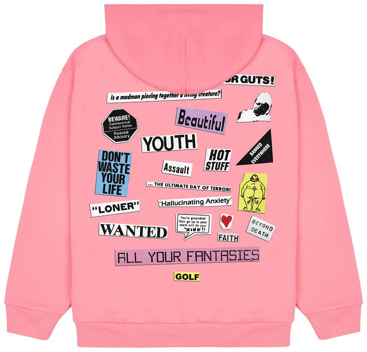 GOLF WANG Collage Zip Up Hoodie Pink