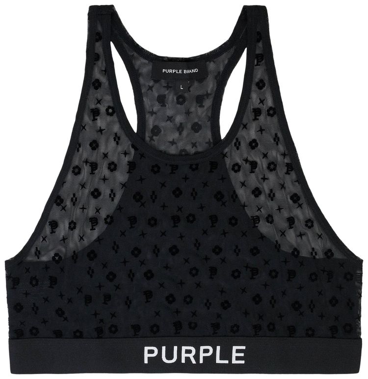 PURPLE BRAND Mesh Racer Bralette Black