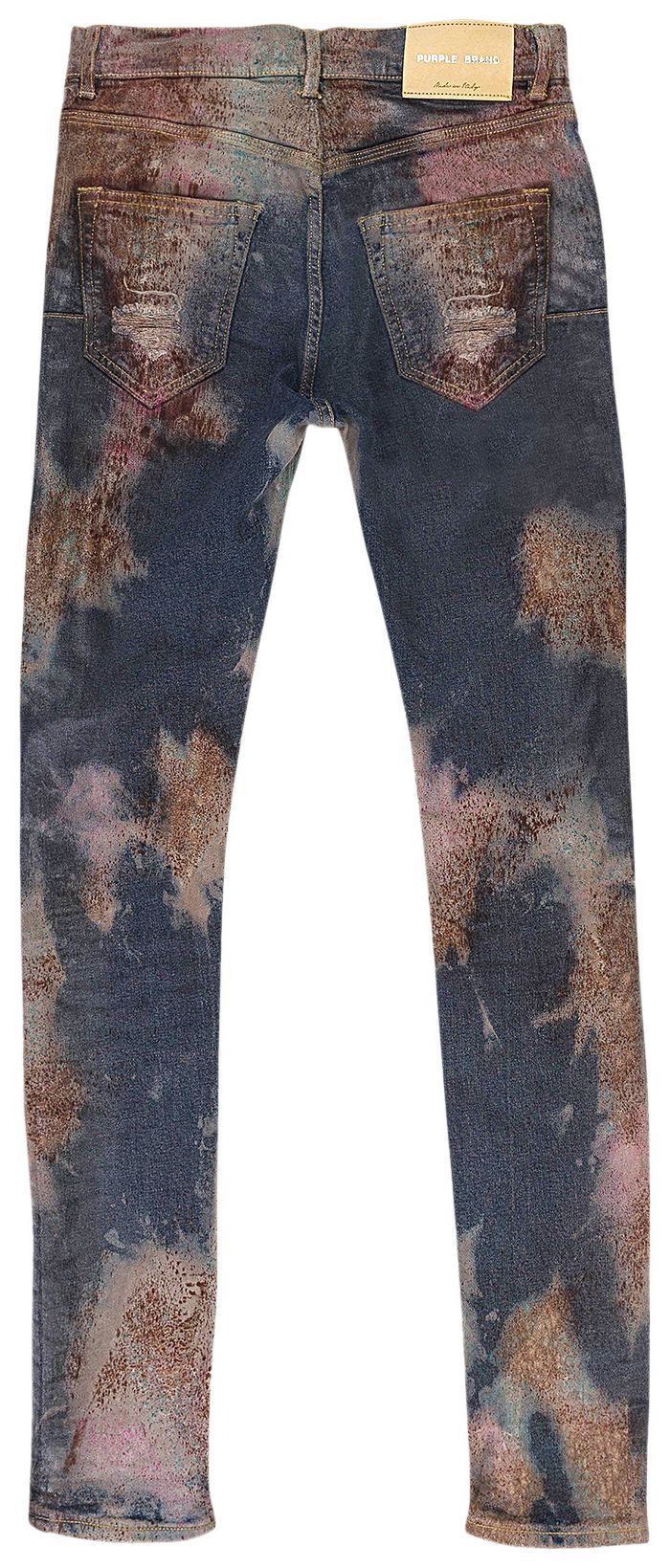 PURPLE BRAND Multicolor Spray Over Bleached Skinny Jeans Indigo
