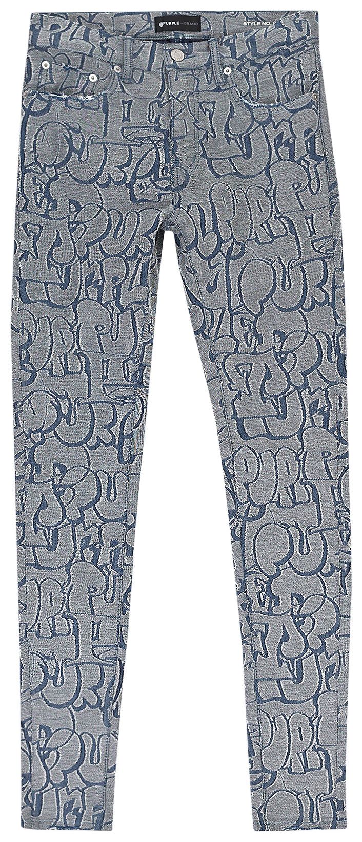PURPLE BRAND Terry Graffiti Tag Laser Skinny Jeans White