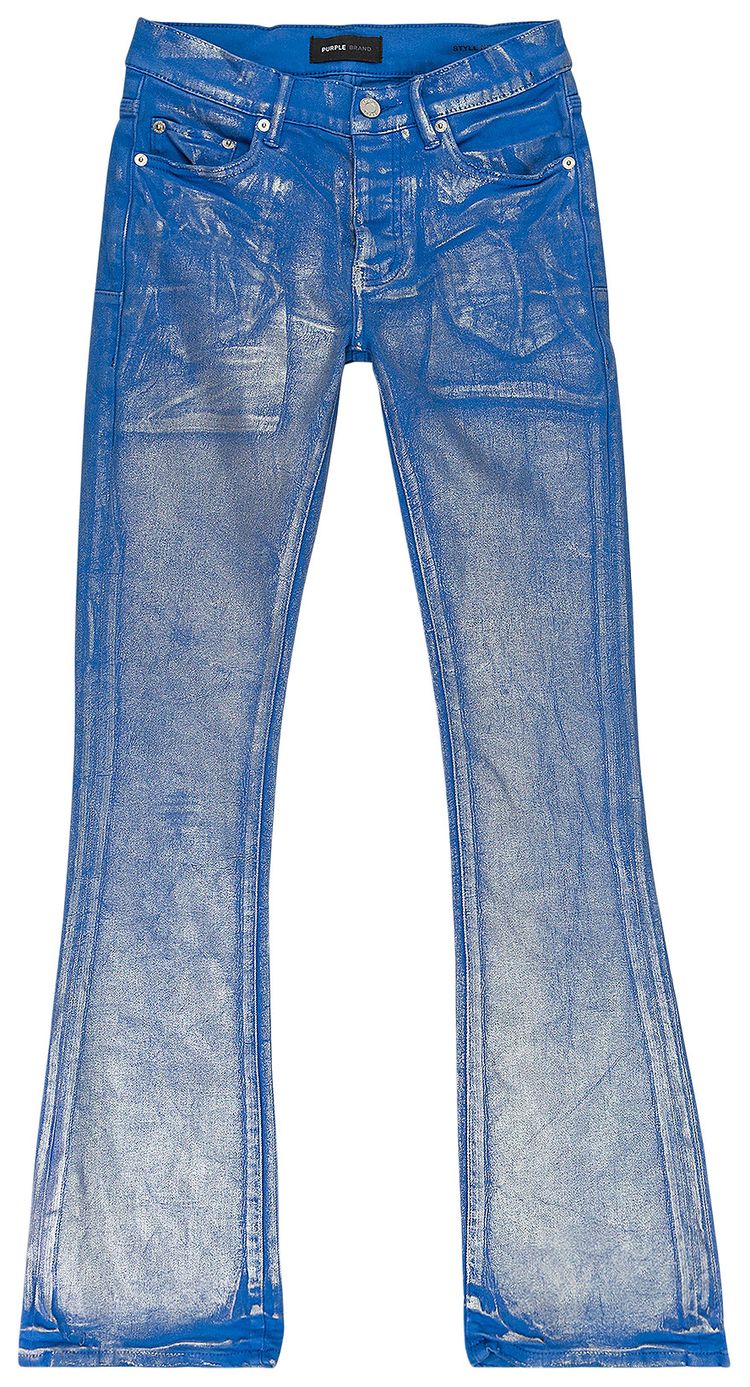 PURPLE BRAND Silver Foil Flare Skinny Jeans Blue