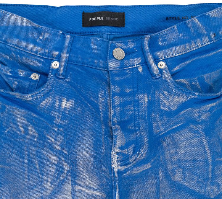 PURPLE BRAND Silver Foil Flare Skinny Jeans Blue