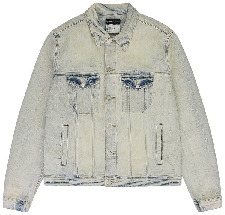 PURPLE BRAND Jacquard Monogram Trucker Denim Jacket Indigo