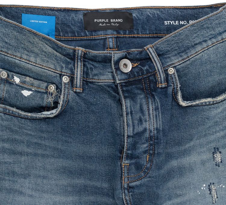 PURPLE BRAND Torn Dark Paint Skinny Jeans Indigo