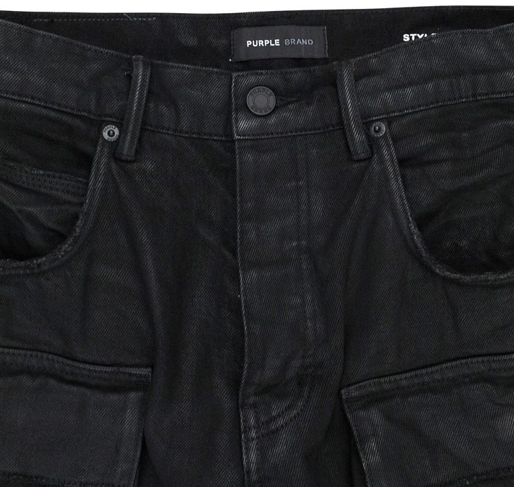 PURPLE BRAND Relaxed Double Cargo Skinny Jeans Black