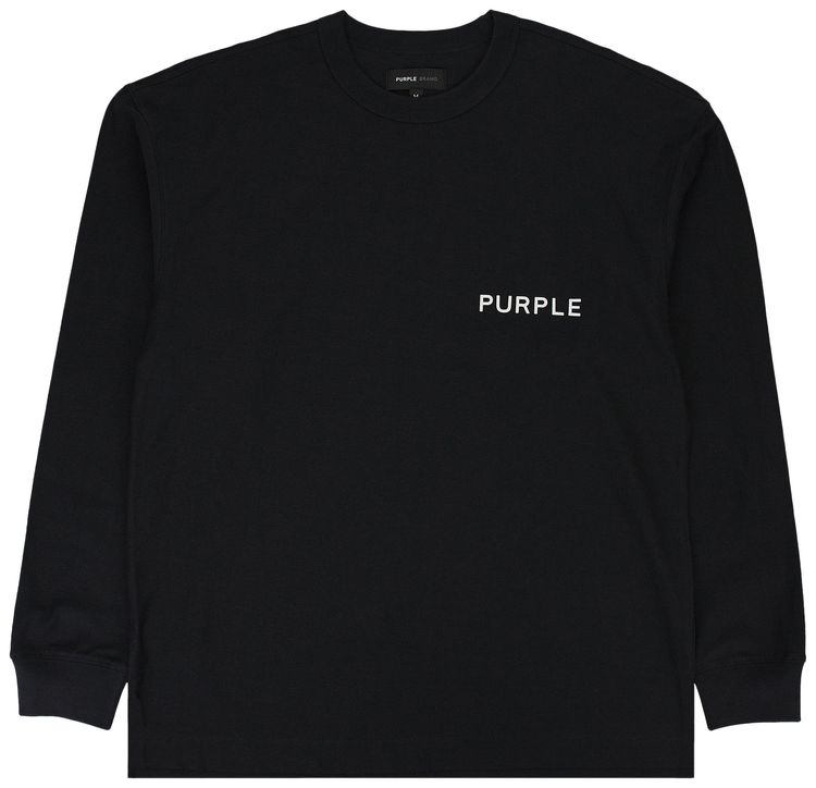PURPLE BRAND Textured Jersey Long Sleeve Tee Black