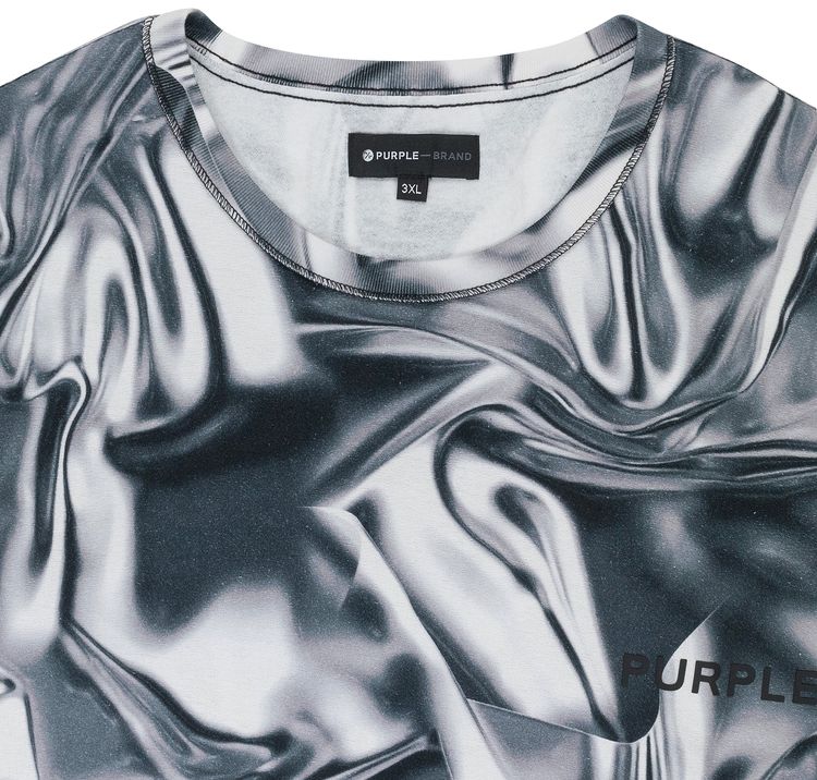 PURPLE BRAND Textured Jersey Inside Out Tee Black