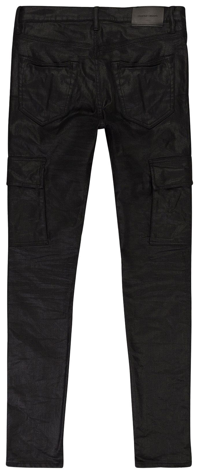 PURPLE BRAND Tar Coated Skinny Cargo Pants Black