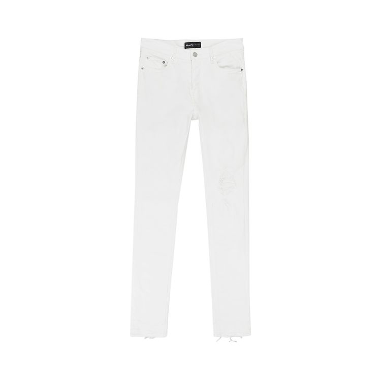 PURPLE BRAND Optic Knee Blowout Skinny Jeans White