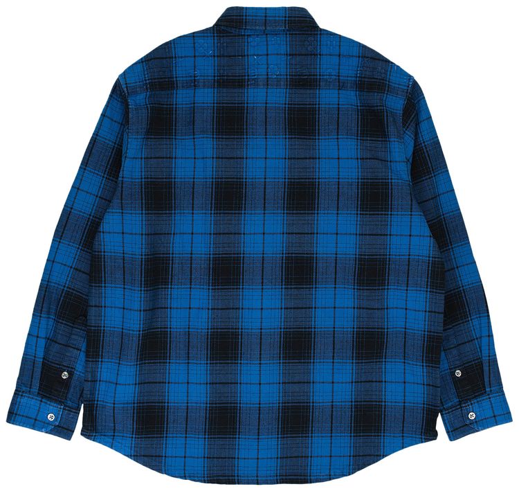 PURPLE BRAND Plaid Flannel Long Sleeve Shirt Blue