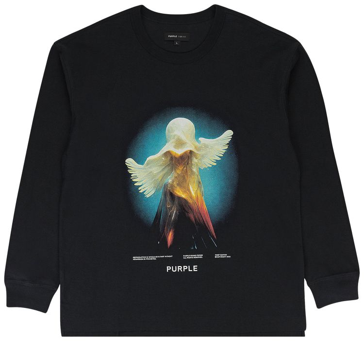 PURPLE BRAND Textured Jersey Long Sleeve Tee Black