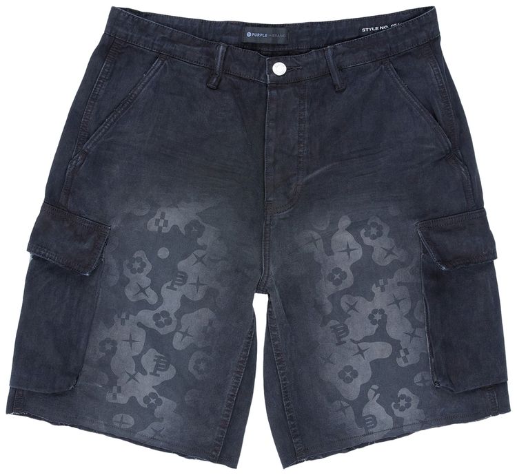 PURPLE BRAND Dirty Jacquard Cargo Shorts Indigo