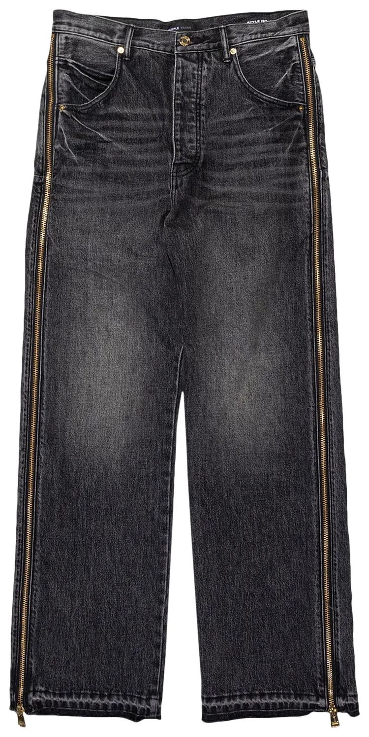 PURPLE BRAND Full Side Zip Skinny Jeans Black