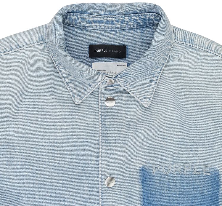 PURPLE BRAND Long Sleeve Snap Shirt Jacket Indigo