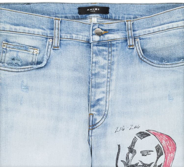 Amiri Zig Zag Skinny Jeans Light Indigo