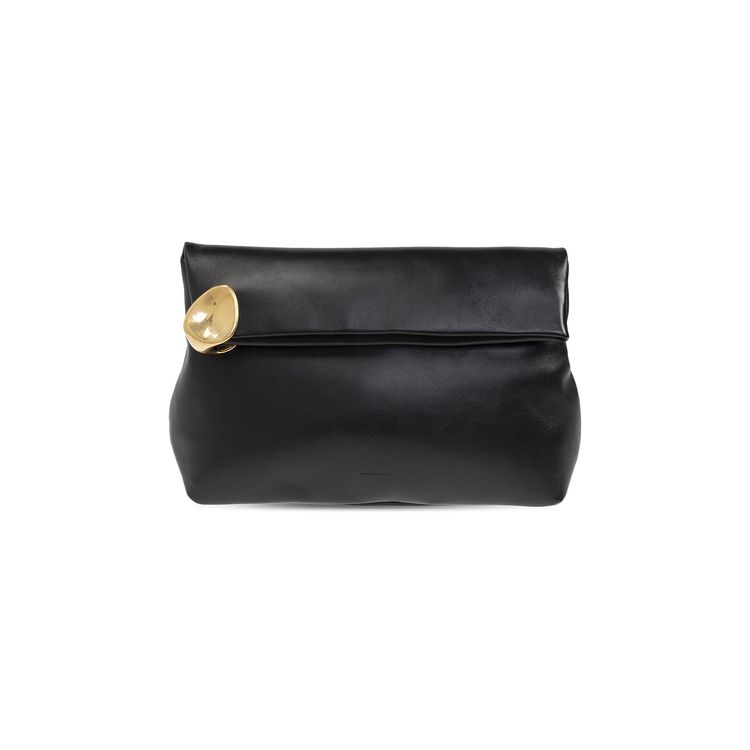 Jil Sander Jewel Leather Clutch Bag Black