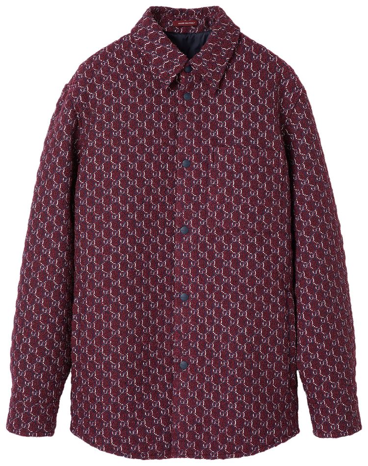 Gucci Boucle Wool Jacquard Shirt BurgundyBlue